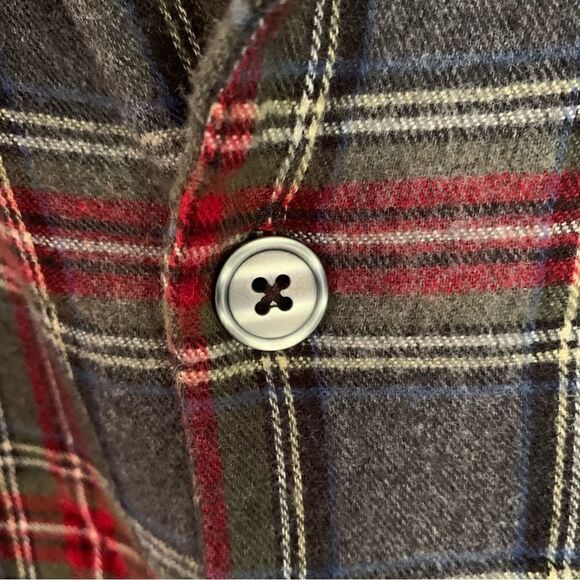 LL Bean Plaid Gray Red Short 100% Cotton Flannel Sz M Short - Picture 8 of 8